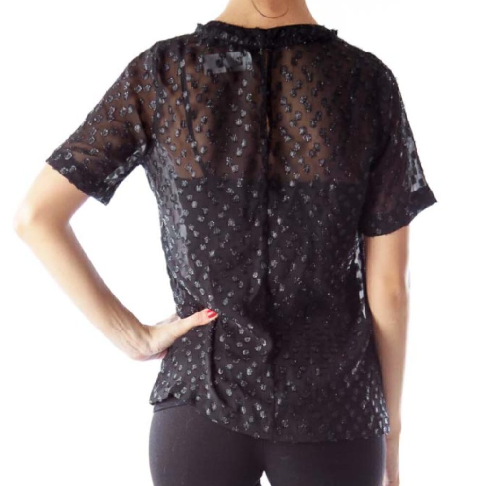 Madewell Black Metallic Polka Dot Blouse - Picture 3 of 3